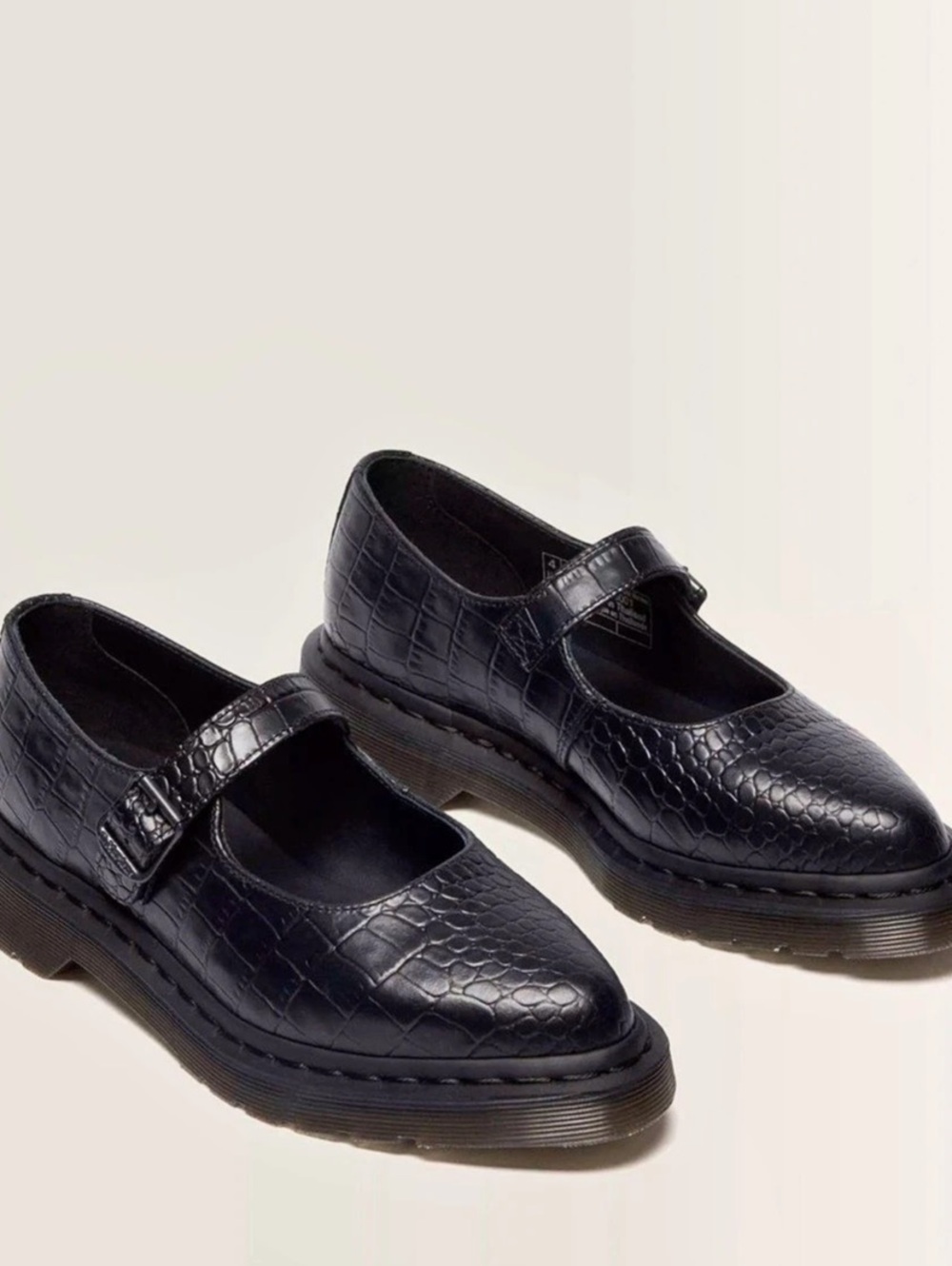 Dr. Martens Elphie Mary Jane Emboss Leather Shoes Black Crocodile-Embossed Mary - Picture 2 of 7